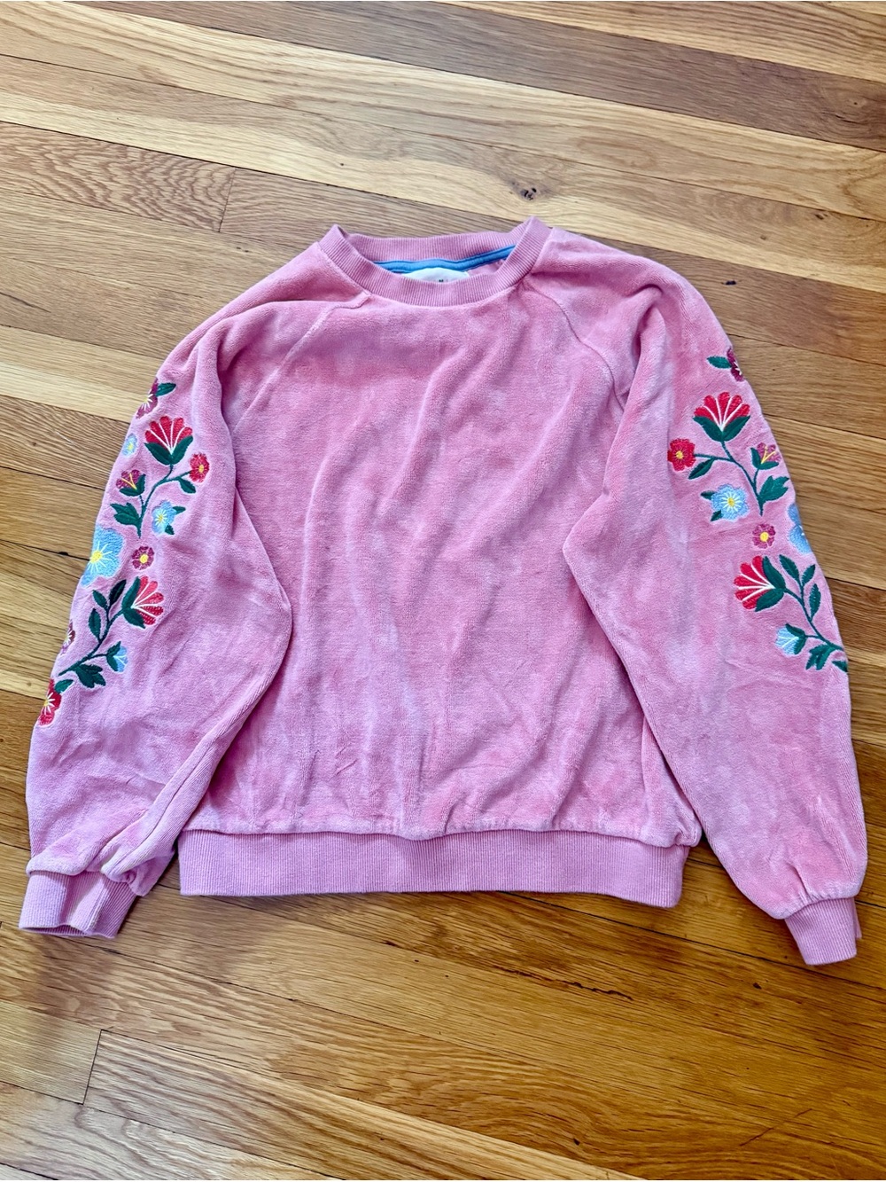Mini Boden 11-12Y Embroidered Velour Crewneck Sweatshirt